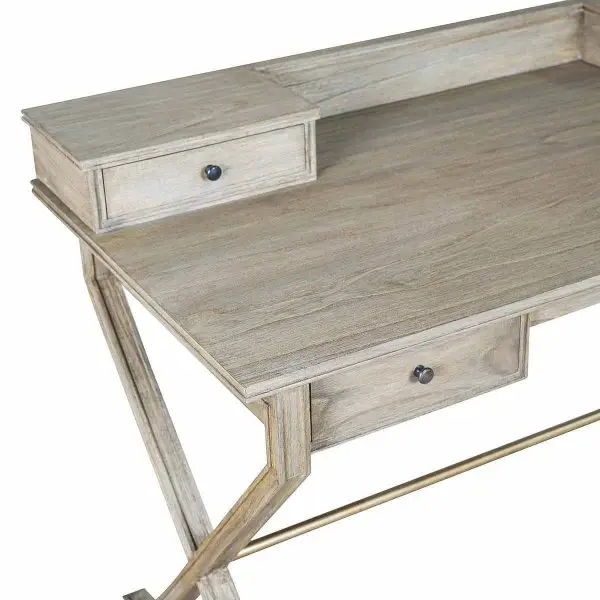 Escritorio Doble X tallado a mano madera maciza-Artisans