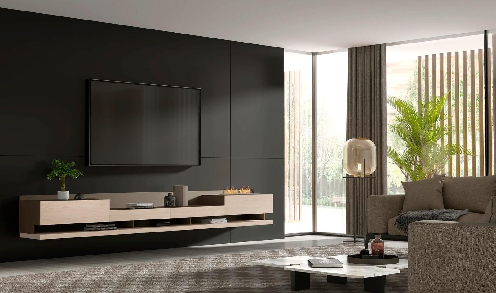 Mueble de tv Florencia con chimenea eléctrica Bodonni