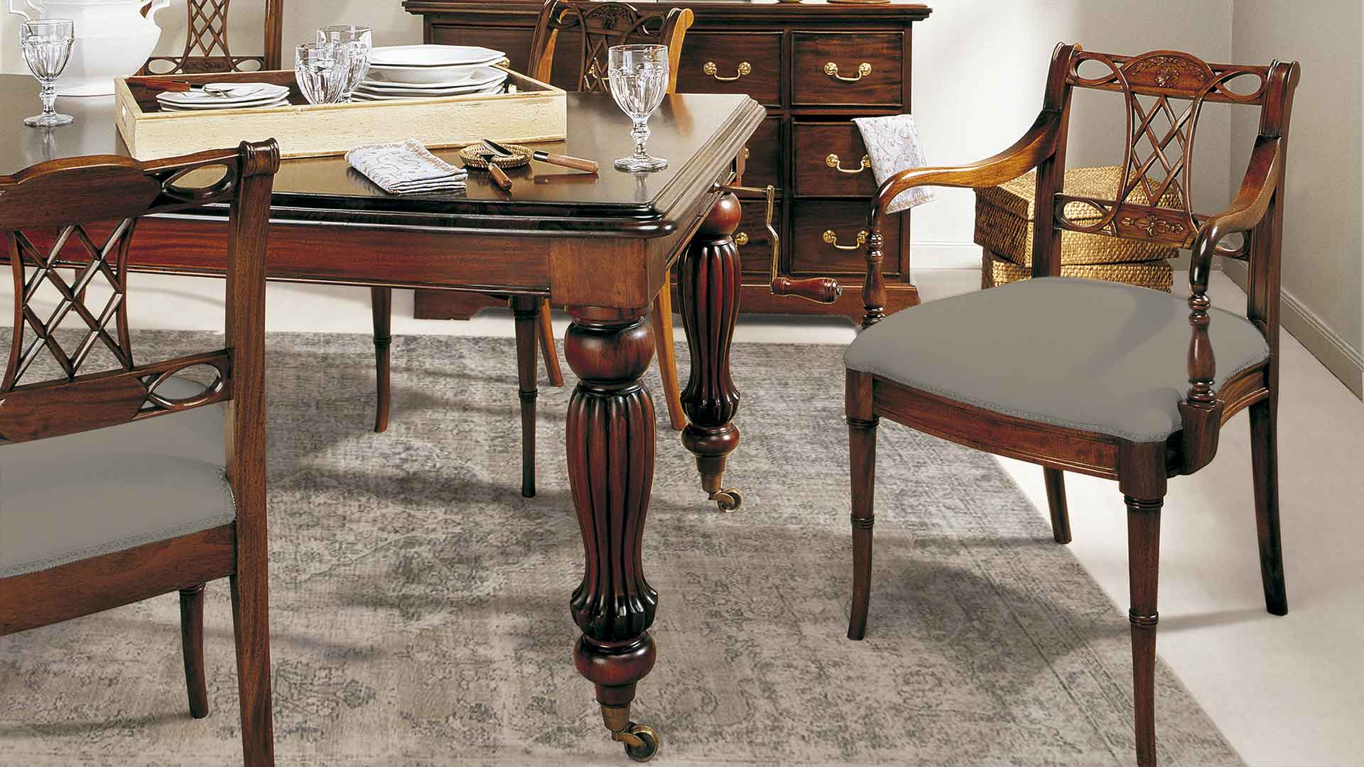 Comedor clásico caoba-keen replicas