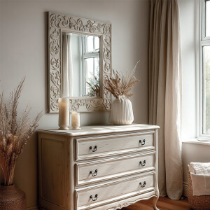 Espejo-Tarentaise--tallado y pintado en blanco-L a Rochelle