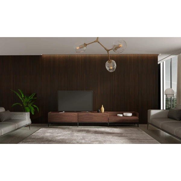 MUEBLE TV PASSARELLA CON CHIMENEA EUCALIPTO Castelo