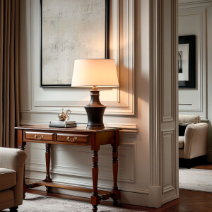 HT2D-M-Consola-2-cajones colonial-keen-caoba