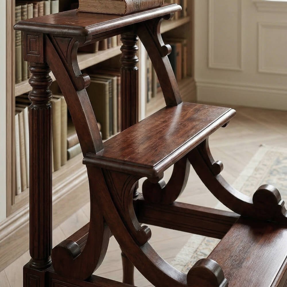 escalones biblioteca 3 keen caoba