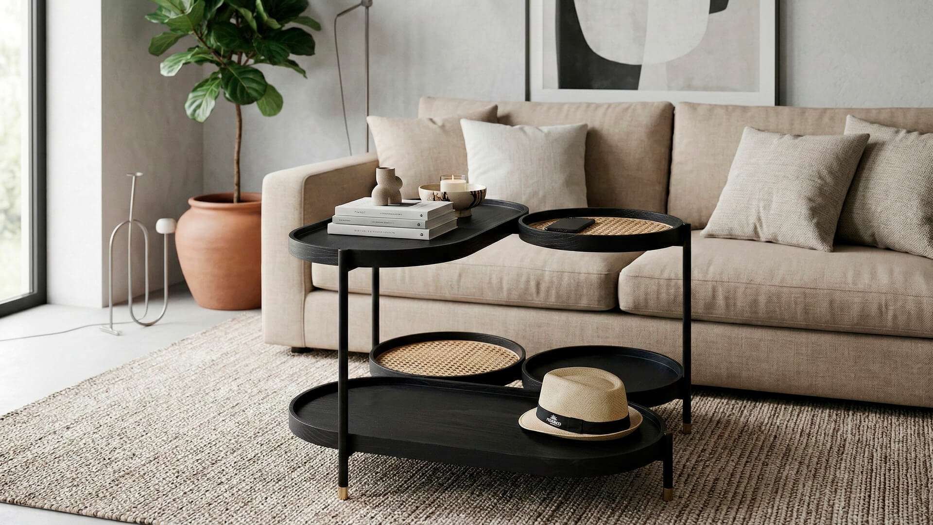 Mesa de cafe tribal etnica